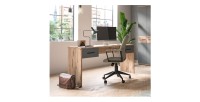 Bureau droit avec 2 tiroirs – Gris anthracite et chêne clair – SELMA 