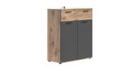 Buffet 2 portes et 1 tiroir – Gris anthracite et chêne clair – SELMA 