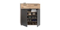 Buffet 2 portes et 1 tiroir – Gris anthracite et chêne clair – SELMA 