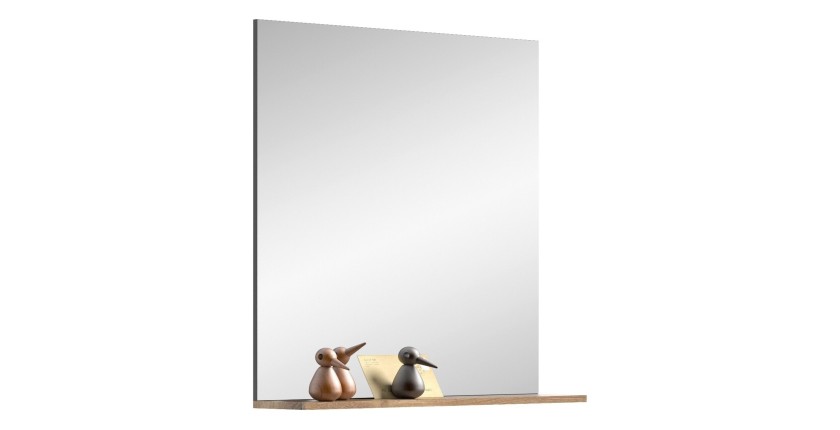 Miroir avec étagère – Gris anthracite et chêne clair – SELMA 
