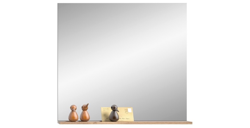 Miroir avec étagère – Gris anthracite et chêne clair – SELMA 