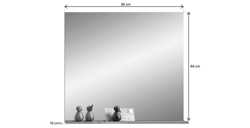 Miroir avec étagère – Gris anthracite et chêne clair – SELMA 