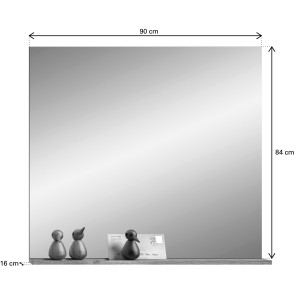 Miroir avec étagère – Gris anthracite et chêne clair – SELMA 