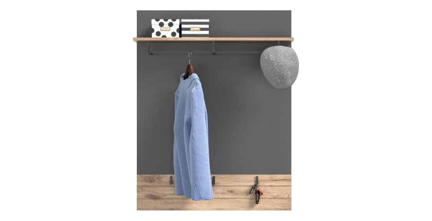 Porte manteaux avec étagère – Gris anthracite et chêne clair – SELMA 