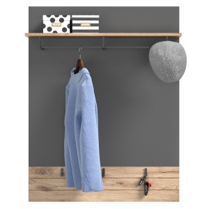 Porte manteaux avec étagère – Gris anthracite et chêne clair – SELMA 