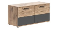 Meuble à chaussures 2 portes – Gris anthracite et chêne clair – SELMA 