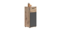 Meuble de rangement 1 porte – Gris anthracite et chêne clair – SELMA 