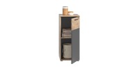 Meuble de rangement 1 porte – Gris anthracite et chêne clair – SELMA 