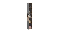 Colonne de salle de bain 2 portes – Gris anthracite et chêne clair – SELMA 