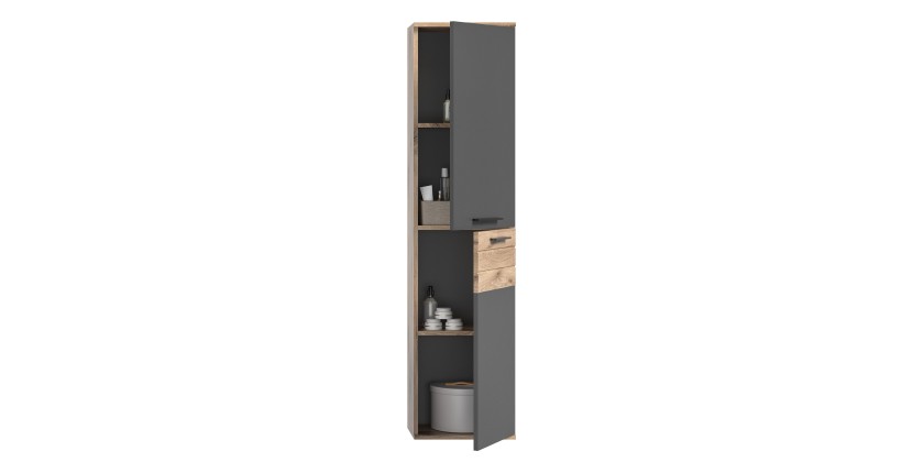Colonne de rangement suspendu – Gris anthracite et chêne clair – SELMA 