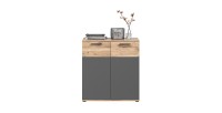 Buffet 2 portes – Gris anthracite et chêne clair – SELMA 