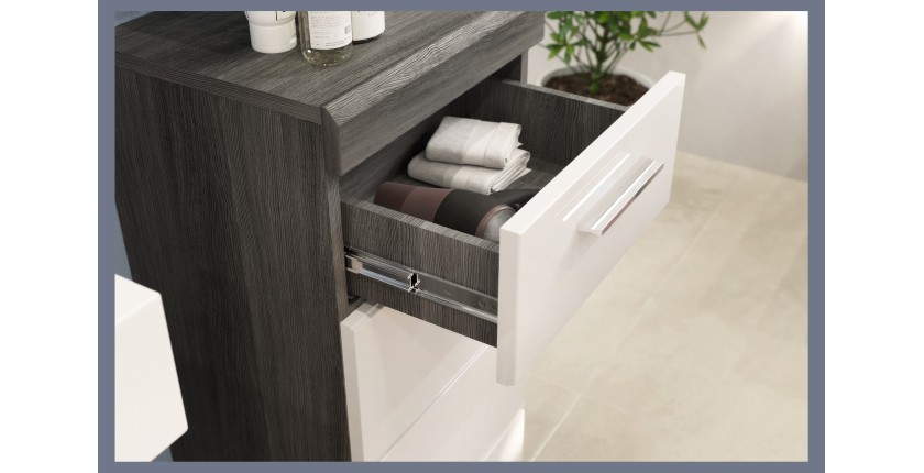 Buffet 3 portes et 1 tiroir – Gris anthracite et chêne clair – SELMA 
