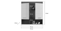 Buffet 3 portes et 1 tiroir – Gris anthracite et chêne clair – SELMA 