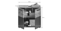 Ensemble de salle de bain : meuble sous vasque + armoire de rangement avec miroirs et LED – Gris anthracite et chêne clair – SEL