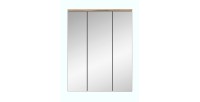 Ensemble de salle de bain : meuble sous vasque + armoire de rangement avec miroirs et LED – Gris anthracite et chêne clair – SEL