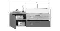 Ensemble de salle de bain : meuble sous vasque + demi colonne + miroir – Gris anthracite et chêne clair – SELMA 
