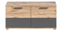 Ensemble de meuble d'entrée : armoire avec miroir + meuble à chaussures + miroir – Gris anthracite et chêne clair – SELMA 