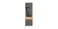Vitrine avec porte vitrée – Gris anthracite et chêne clair – SELMA 
