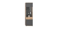 Vitrine avec porte vitrée – Gris anthracite et chêne clair – SELMA 