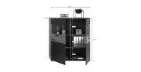 Buffet haut 2 portes vitrée – Gris anthracite et chêne clair – SELMA 