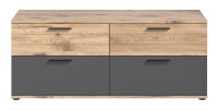 Meuble TV 4 tiroirs – Gris anthracite et chêne clair – SELMA 