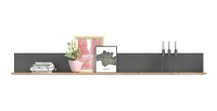 Ensemble de salon complet : Meuble TV, 2 vitrines + étagère – Gris anthracite et chêne clair – SELMA 