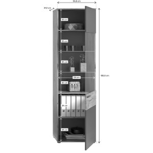 Ensemble de salon : 2 vitrines et un buffet – Gris anthracite et chêne clair – SELMA 