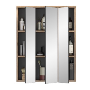 Meuble de rangement avec miroirs – Chêne clair – SELMA 