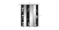 Meuble de rangement avec miroirs – Chêne clair – SELMA 