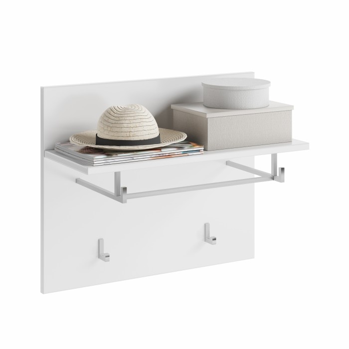 Porte manteau avec étagère – Blanc Laqué – KLEANKIN 