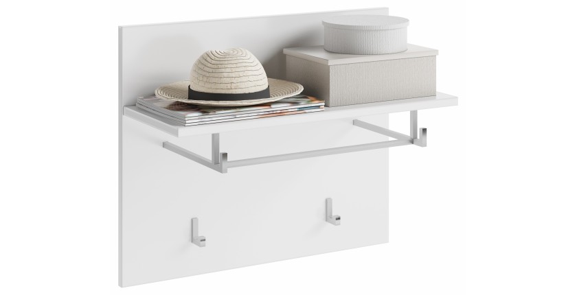Porte manteau avec étagère – Blanc Laqué – KLEANKIN 