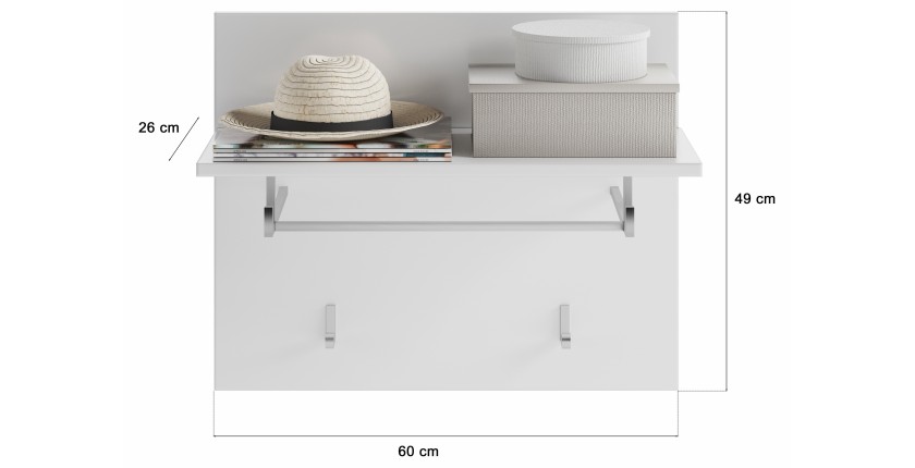 Porte manteau avec étagère – Blanc Laqué – KLEANKIN 