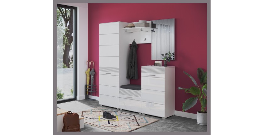 Porte manteau avec étagère – Blanc Laqué – KLEANKIN 