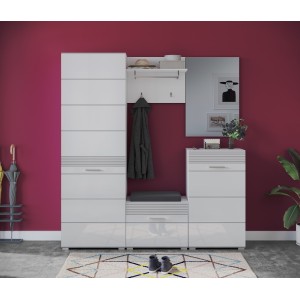 Porte manteau avec étagère – Blanc Laqué – KLEANKIN 