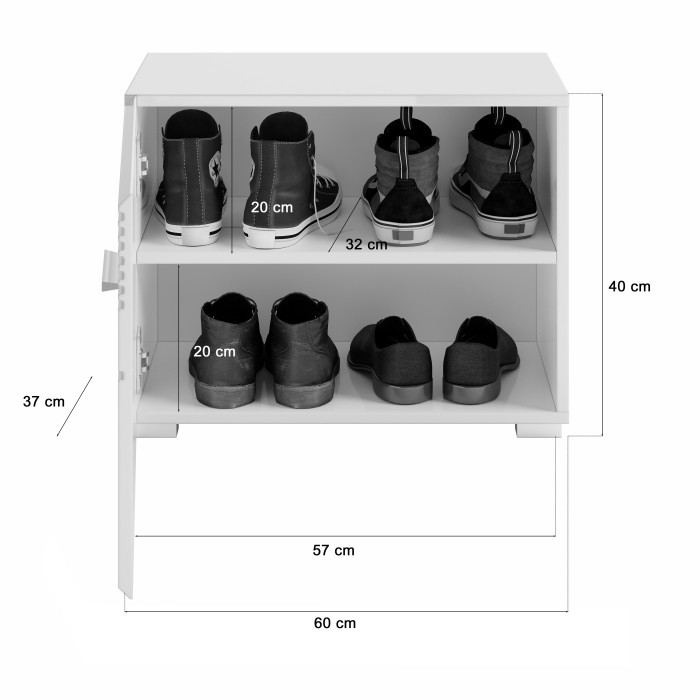 Meuble à chaussures – Blanc Laqué – KLEANKIN 