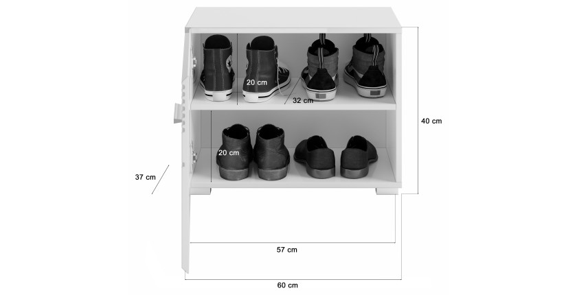 Meuble à chaussures – Blanc Laqué – KLEANKIN 