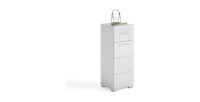 Meuble de rangement de salle de bain 1 porte et 1 tiroir – Blanc Laqué – KLEANKIN 