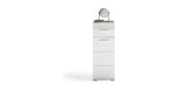 Meuble de rangement de salle de bain 1 porte et 1 tiroir – Blanc Laqué – KLEANKIN 