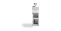 Meuble de rangement de salle de bain 1 porte et 1 tiroir – Blanc Laqué – KLEANKIN 