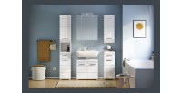 Meuble de rangement de salle de bain 1 porte et 1 tiroir – Blanc Laqué – KLEANKIN 