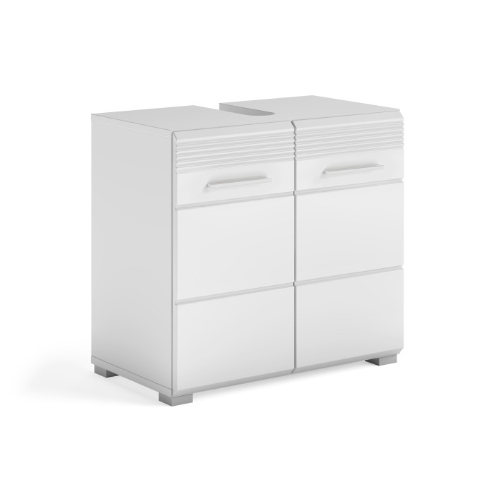 Meuble sous vasque 2 portes – Blanc laqué – KLEANKIN 