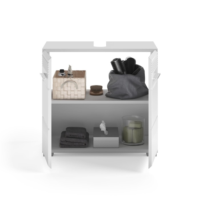 Meuble sous vasque 2 portes – Blanc laqué – KLEANKIN 