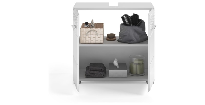Meuble sous vasque 2 portes – Blanc laqué – KLEANKIN 