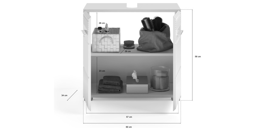Meuble sous vasque 2 portes – Blanc laqué – KLEANKIN 