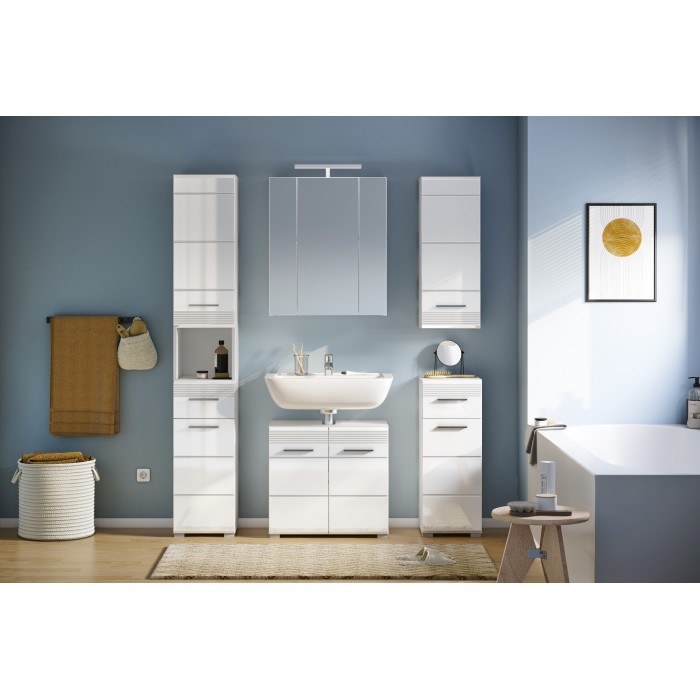 Demi colonne de salle de bain – Blanc laqué – KLEANKIN 