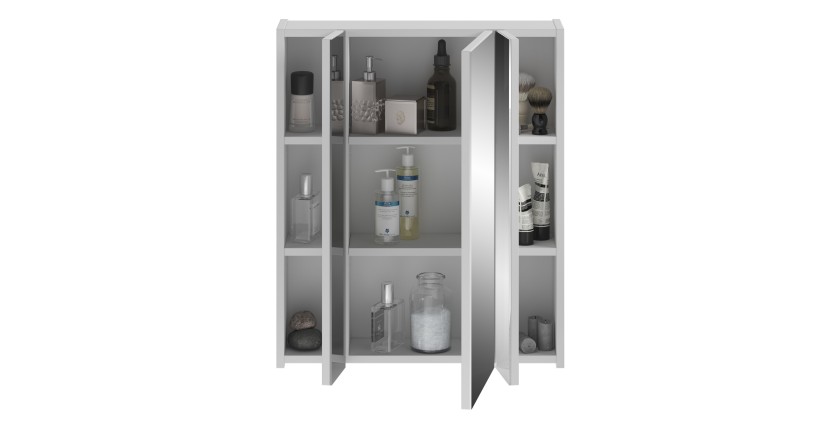 Meuble de rangement avec miroirs + LED – Blanc laqué – KLEANKIN 