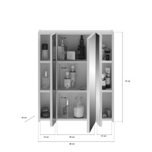 Ensemble de salle de bain : meuble sous vasque + meuble de rangement avec miroir – Blanc laqué – KLEANKIN 