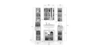 Ensemble de salle de bain : meuble sous vasque + 2 demi colonne + meuble de rangement avec miroir et LED + colonne de salle de b