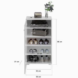 Ensemble de meuble d'entrée : Miroir + meuble à chaussures + porte manteau + meuble de rangement – Blanc laqué – KLEANKIN 