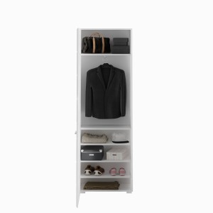 Ensemble de meuble d'entrée : Miroir + porte manteau + meuble à chaussures + 2 meubles de rangement – Blanc laqué – KLEANKIN 